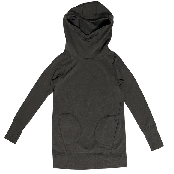 Fabletics Tops - Fabletics Zaylee Fleece Hoodie Charcoal Gray XS Long Tunic Pullover Sweatshirt